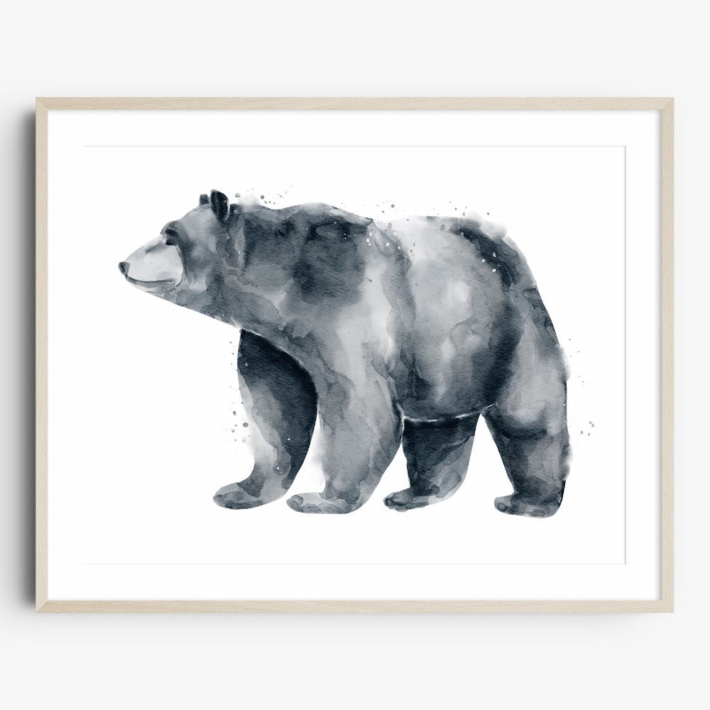 Watercolor Abstract Bear Portrait Wall Art Print Poster Unframed